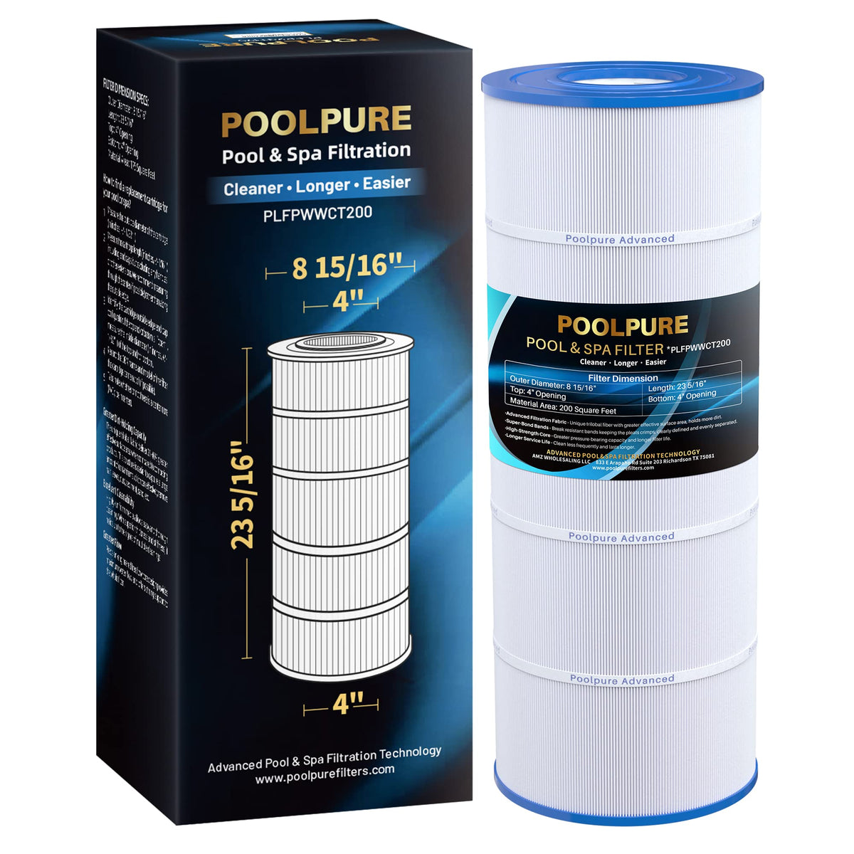 PoolPure PWWCT200 replacement cartridge in packaging for easy pool maintenance.