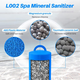POOLPURE silver ion sanitizer stick installed in spa filter for easy maintenance