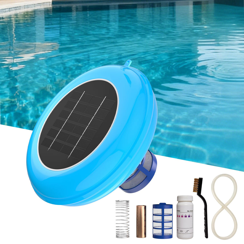 POOLPURE solar pool ionizer floating unit delivers copper ions for cleaner water.
