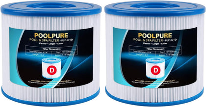 POOLPURE Type D filter cartridge 2-pack for clearer pool water.
