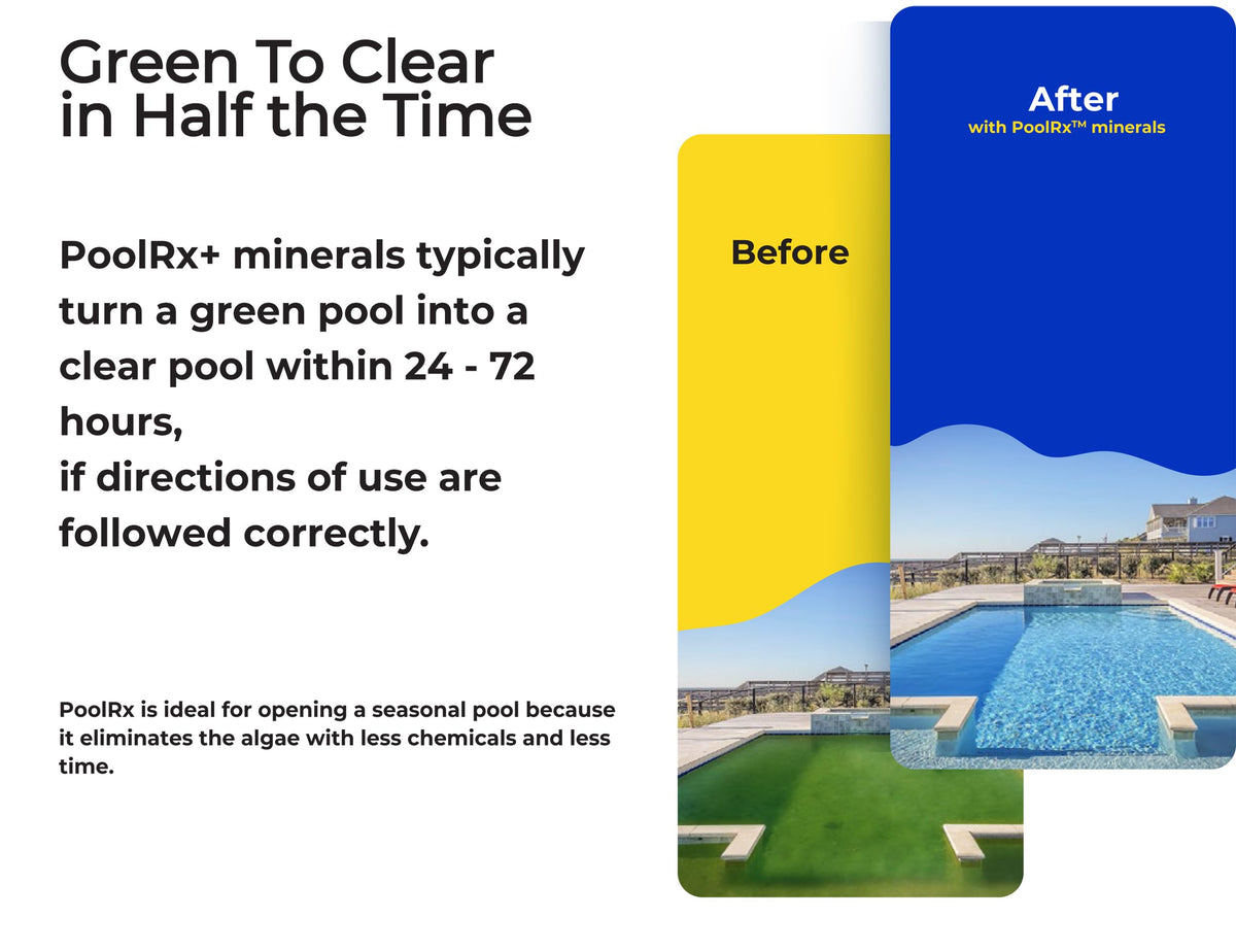 PoolRx algae-elimination formula image suggests quick, effective algae suppression.
