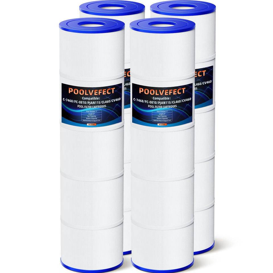 POOLVEFECT PF-07080 front view cartridge shows 27x7 inch size for easy pool filter fit.