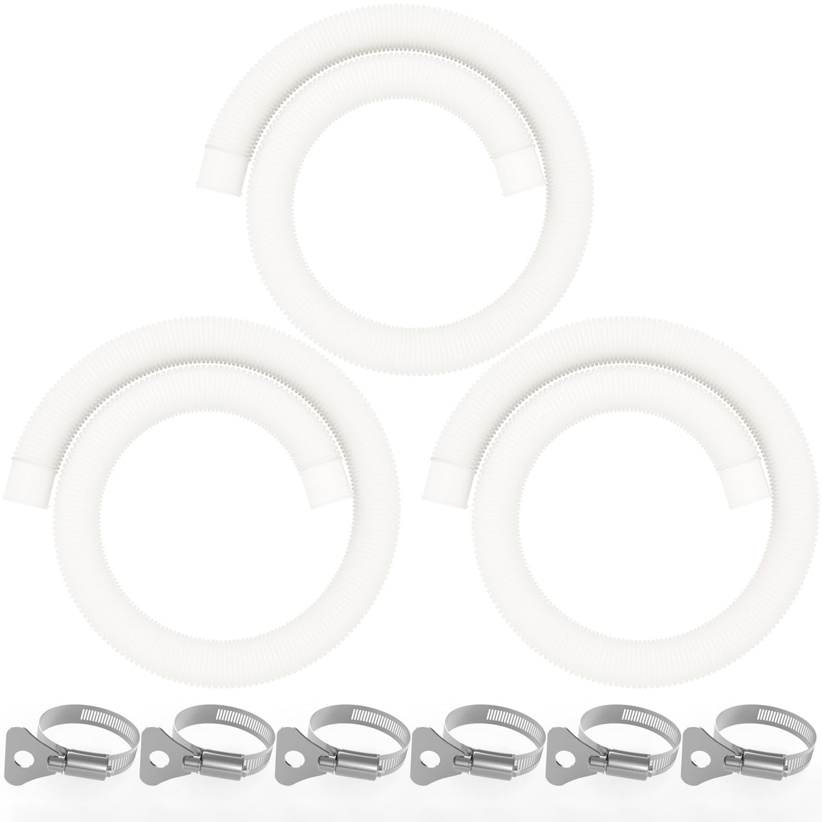 Poolvio 1.5-inch x 59-inch hoses three-pack for DIY pool setup and filtration