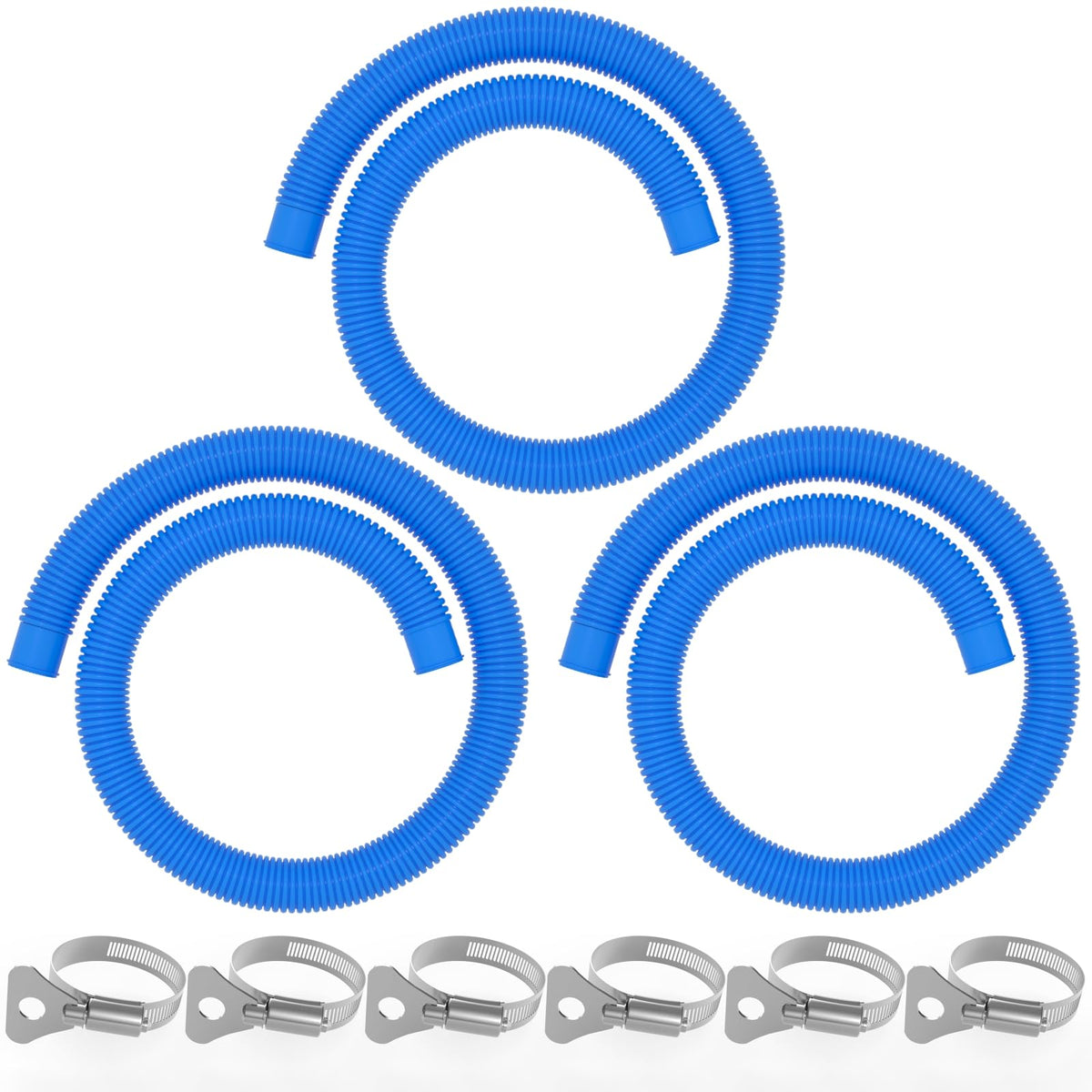 Poolvio 1.25in x 59in hoses in a 3-pack ready for above-ground pool replacements and DIY setups