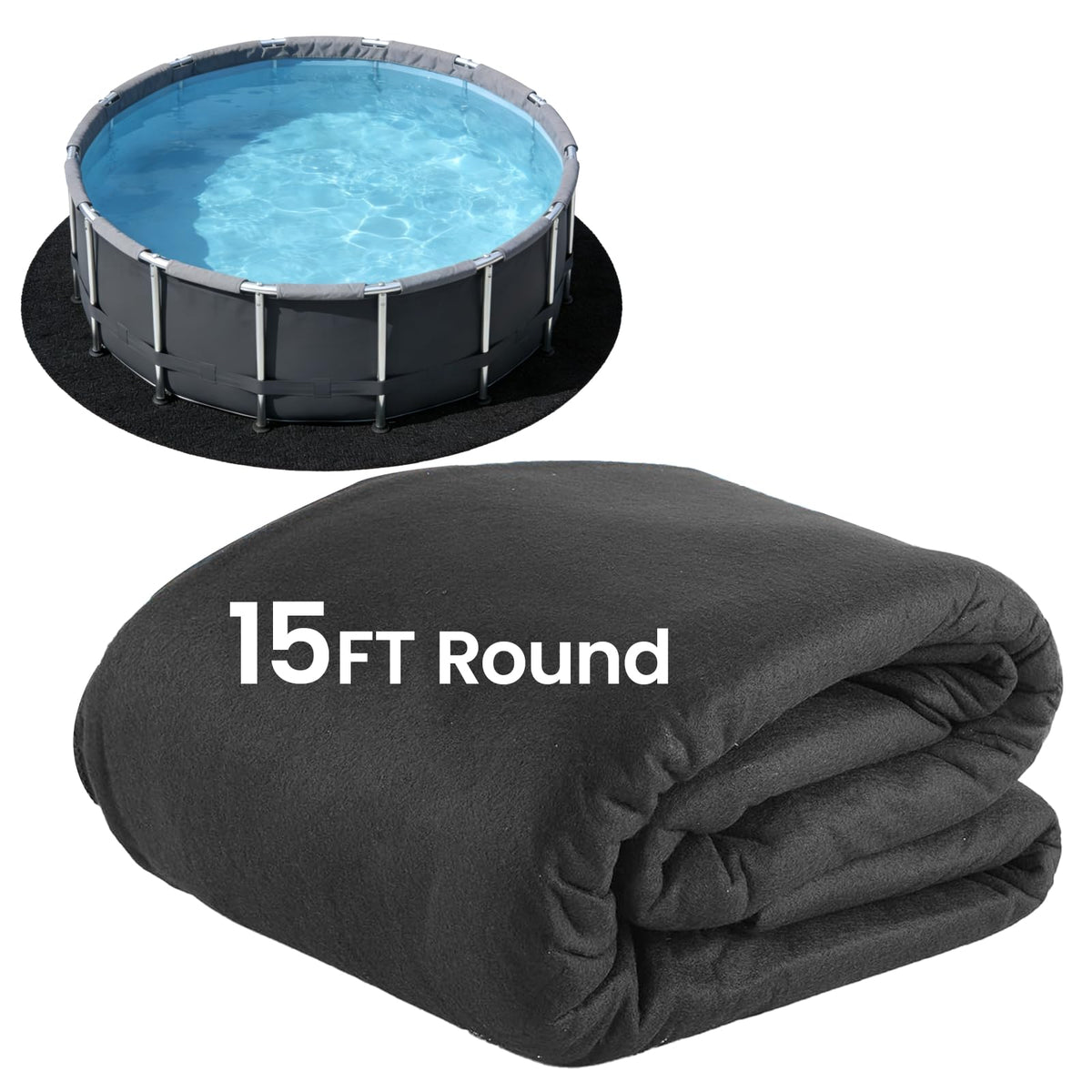 Poolvio 15ft round liner pad protects against sharp objects for longer liner life.