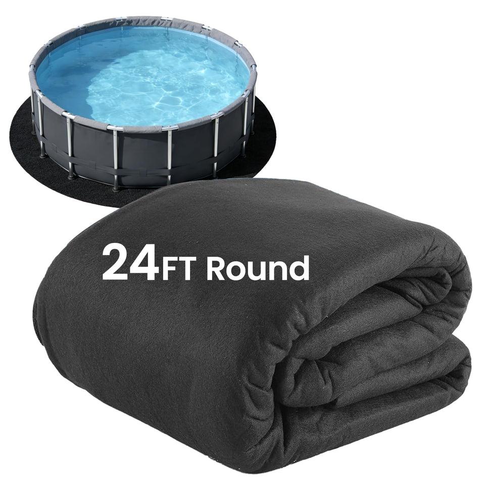 Poolvio 24ft round liner pad shields rocks to protect the liner