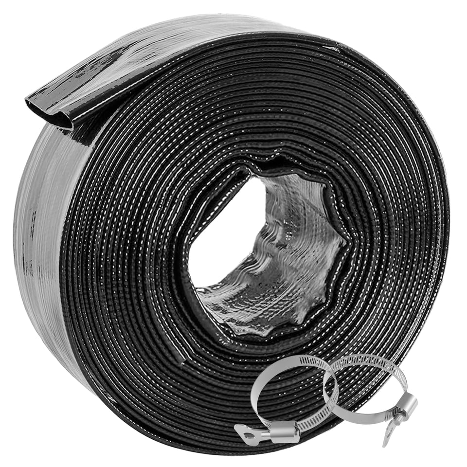 Poolvio backwash hose 2in-50ft with reinforced construction for durable backwashing.