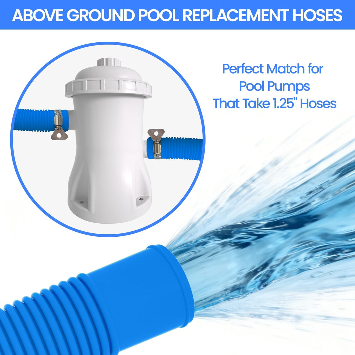 Poolvio hoses compatible with Coleman and Bestway pumps for easy upgrade