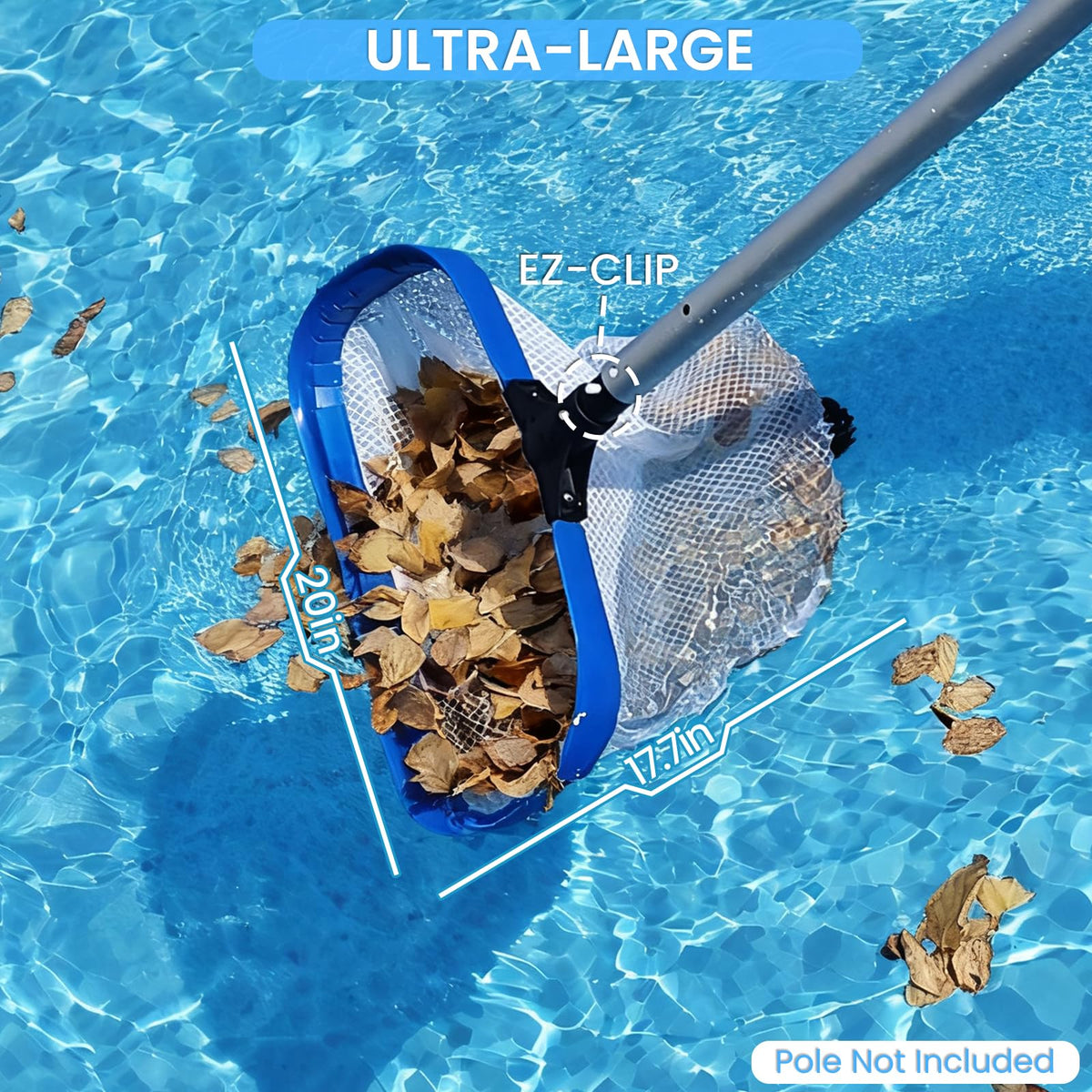 Poolvio front lip scoop design helps lift debris without scratching liners