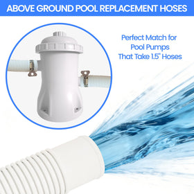 Poolvio hoses shown with Intex surfaces to illustrate broad compatibility