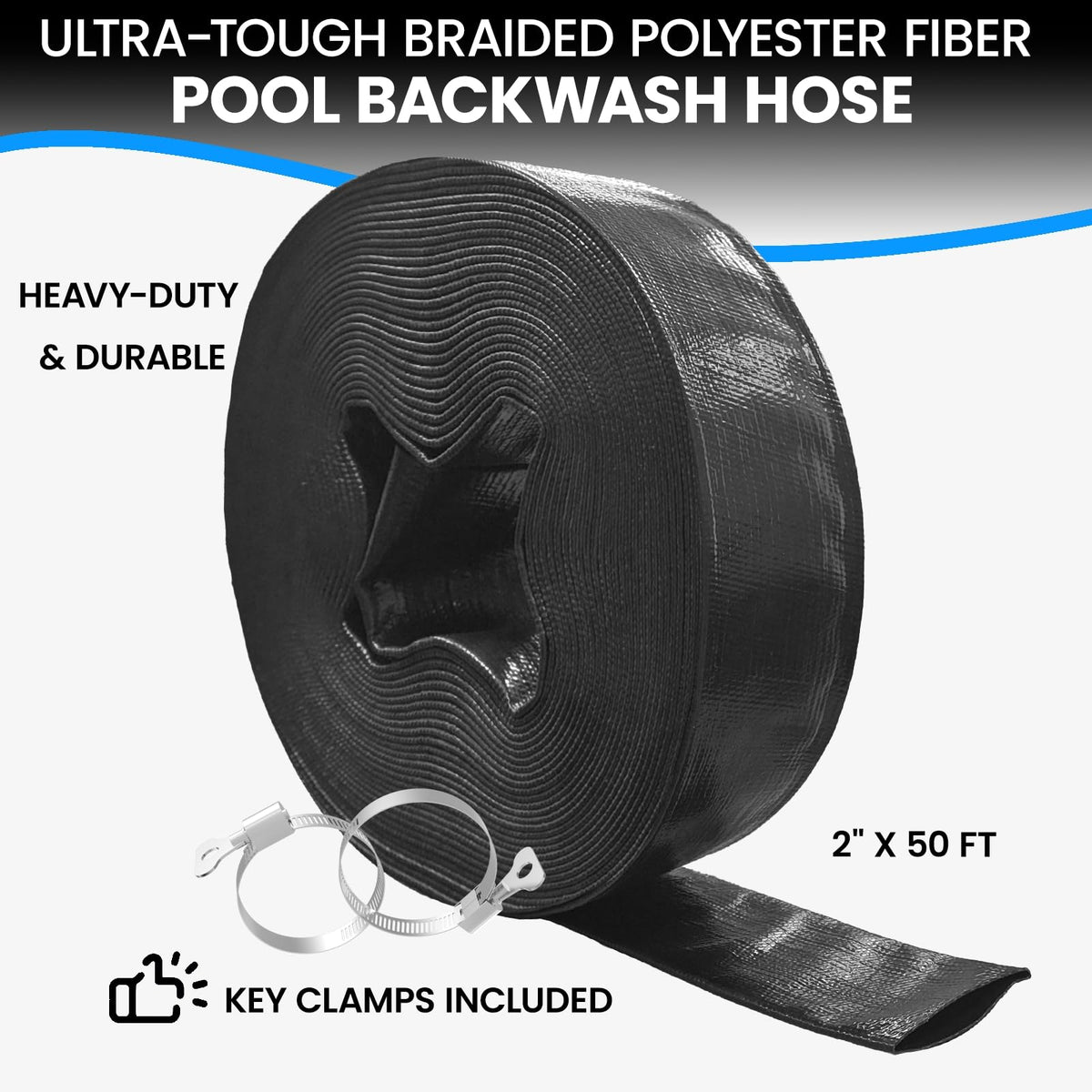 Poolvio stainless steel clamps secure quick, tool-free connections.