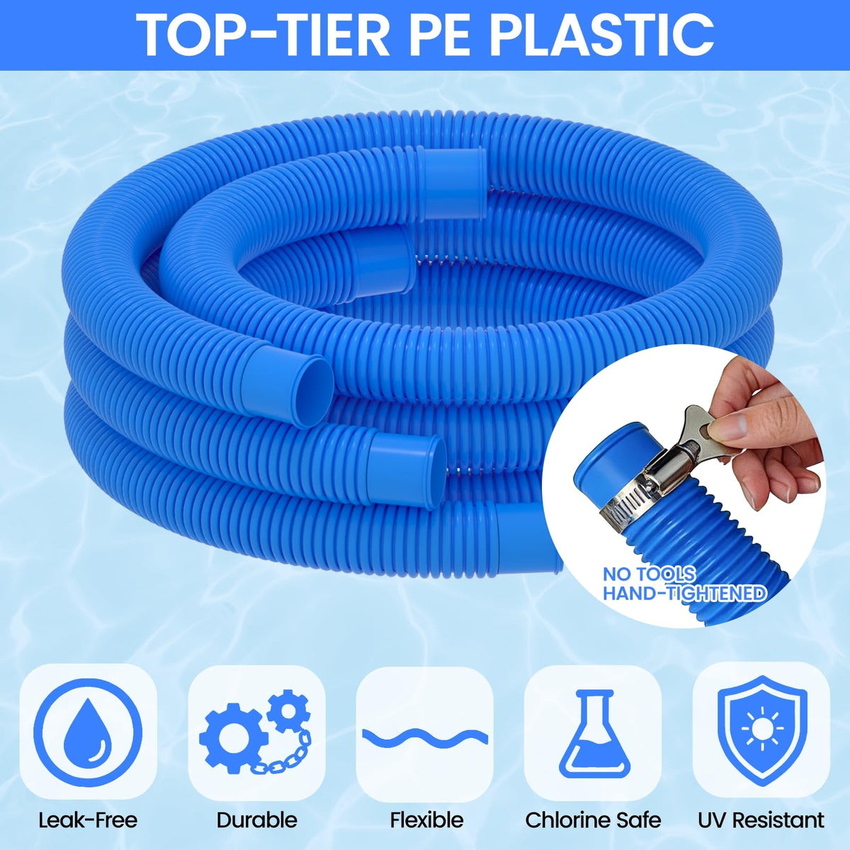Tool-free installation demonstrated with Poolvio hose and clamps