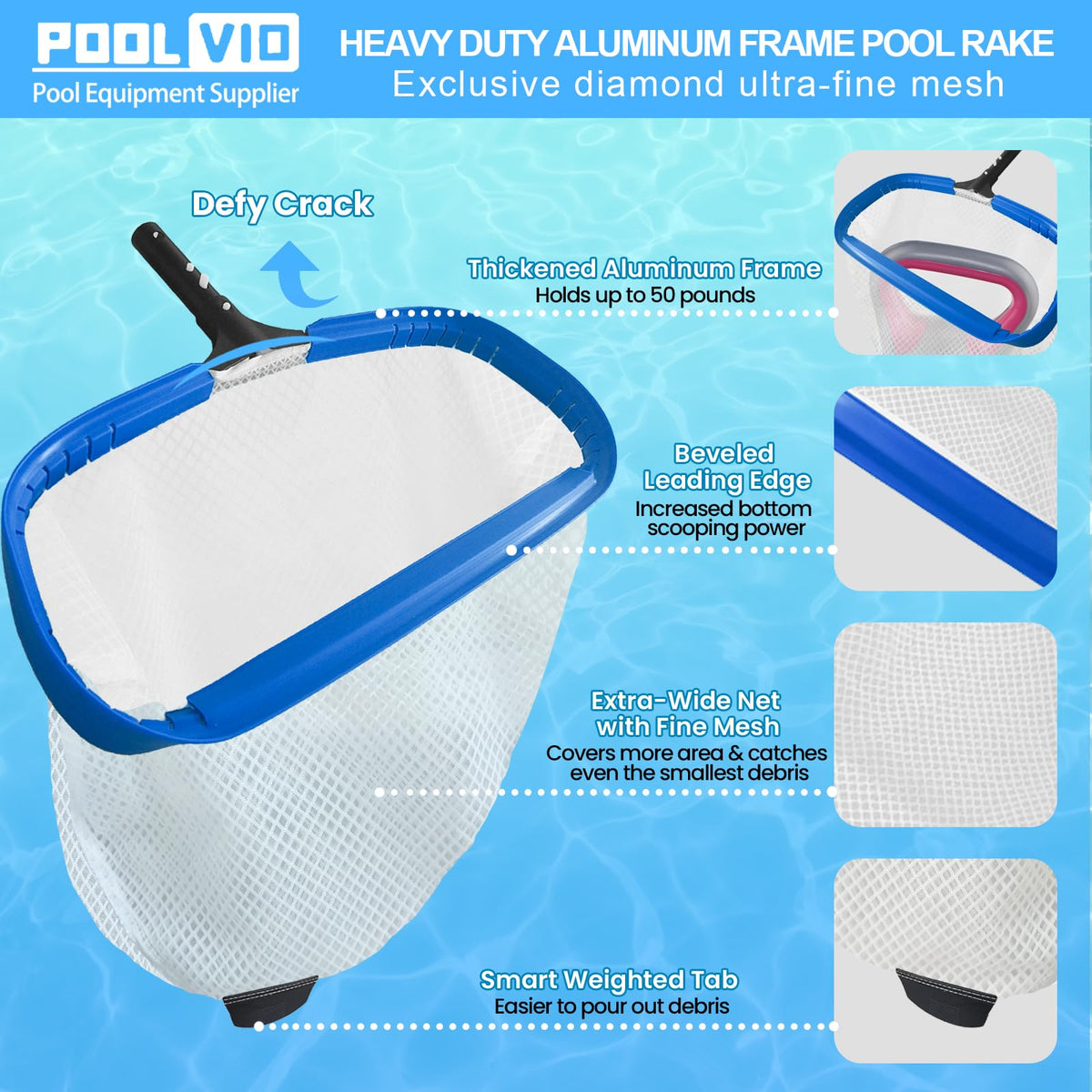 Poolvio universal pole fit 1 1/4 inches for quick attachment