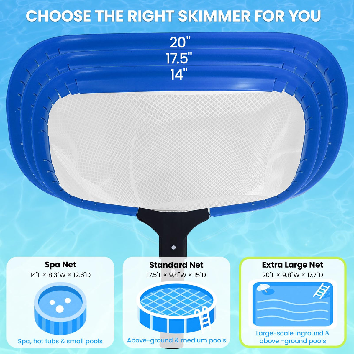 Poolvio wide application net suitable for inground and above-ground pools