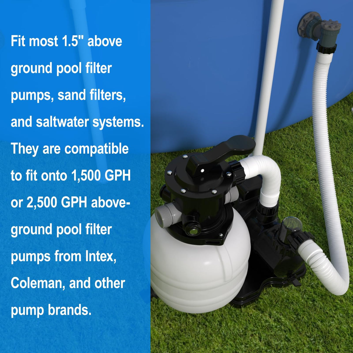PoolWhale 40in hose—quick screw-on ends for tool-free installation.