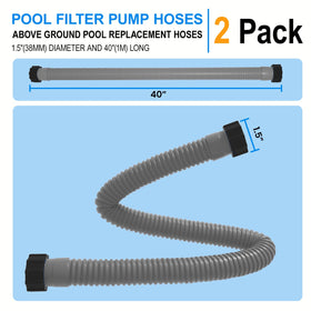 POOLWHALE grey hose replacement for Intex and Coleman pumps, supports 1,500–2,500 GPH.