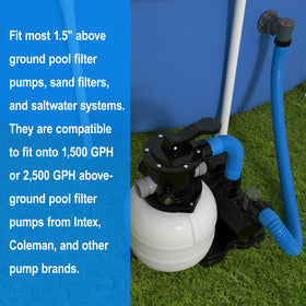 POOLWHALE above-ground filter hose in blue for reliable pumps.