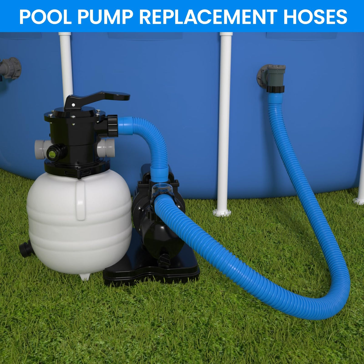 POOLWHALE two-pack hose set for pool maintenance backups.