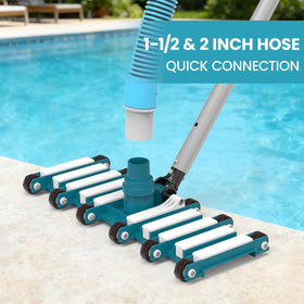POOLWHALE integrated weights and wheels highlight stable suction and glide.