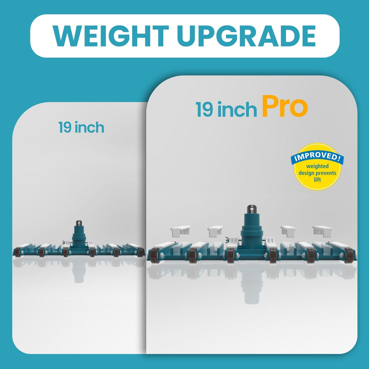 POOLWHALE weighted bottom design shows sinking power for bottom cleaning.