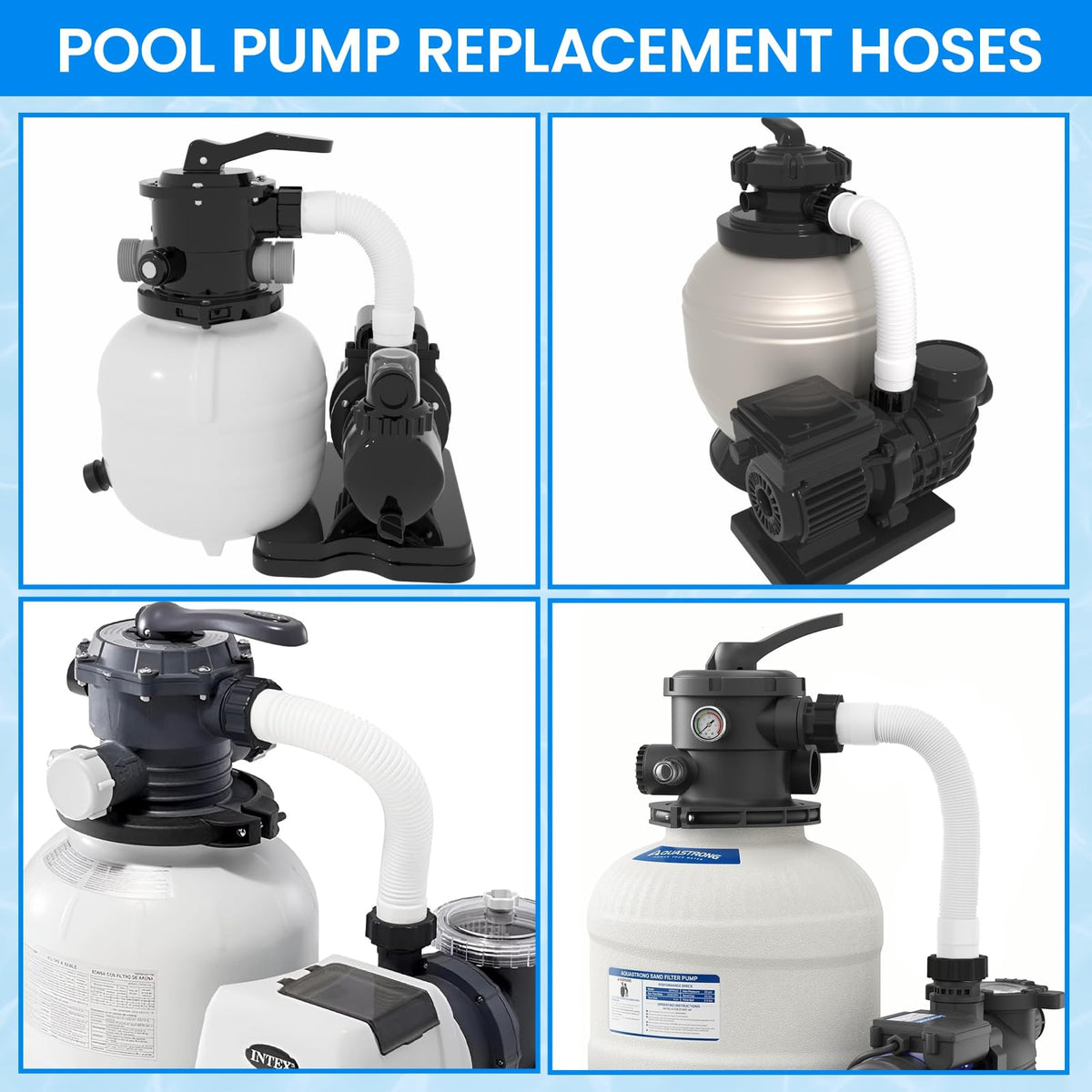 PoolWHALE hoses connected between fittings for easy setup