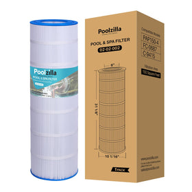 Poolzilla 1-pack replacement cartridge close-up shows durable pleated media for efficient filtration.