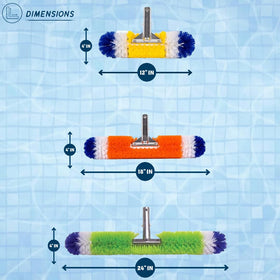Poolzilla 360-degree bristle brush 18 inch covers larger surfaces efficiently.