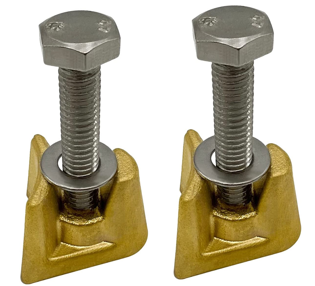 Poolzilla bronze wedge assembly closeup for 4in rail anchors, durable and rust resistant.