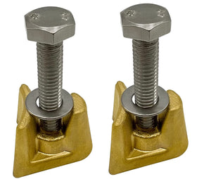 Poolzilla bronze wedge assembly closeup for 4in rail anchors, durable and rust resistant.