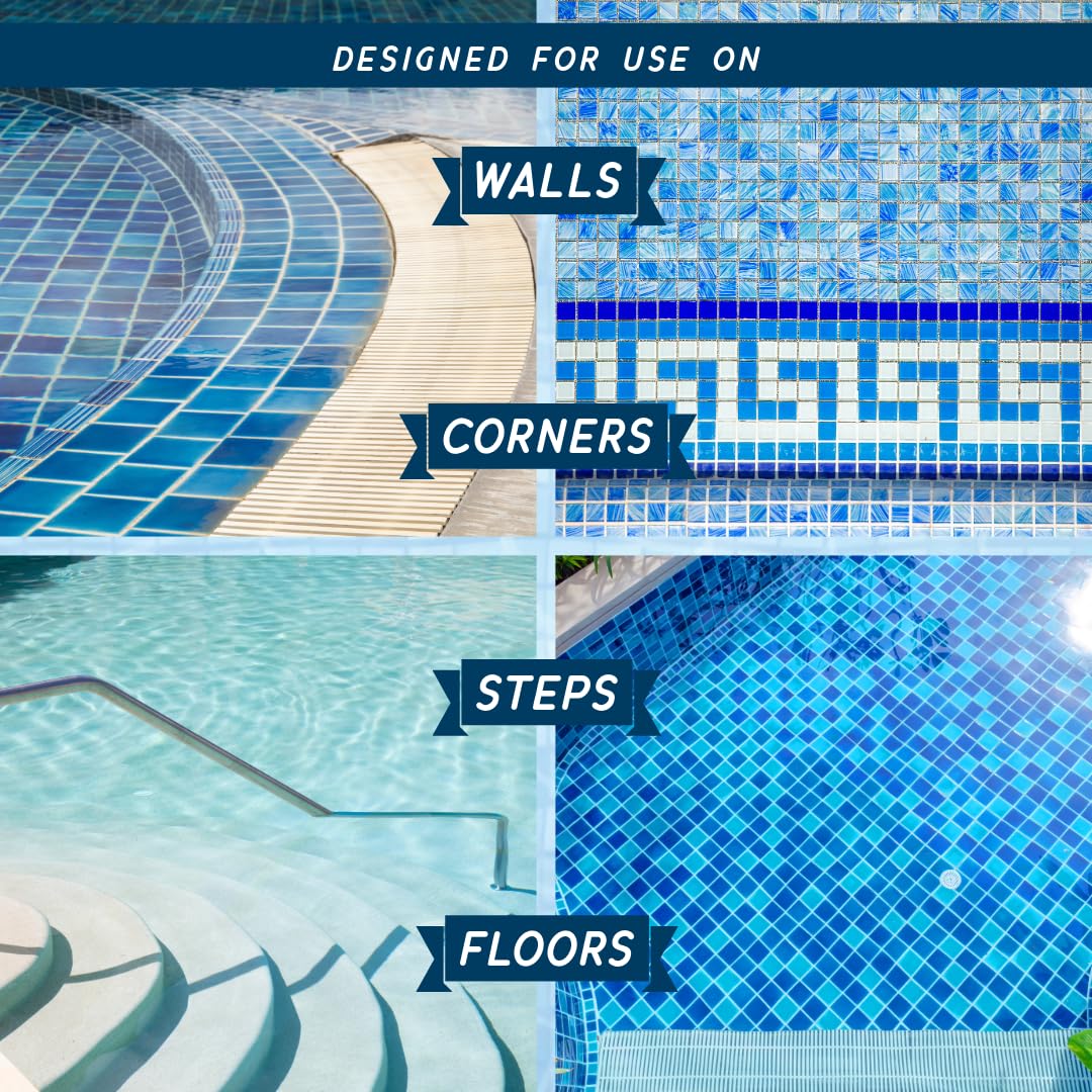 Poolzilla brush demonstrates wall cleaning angle for precise scrubbing.