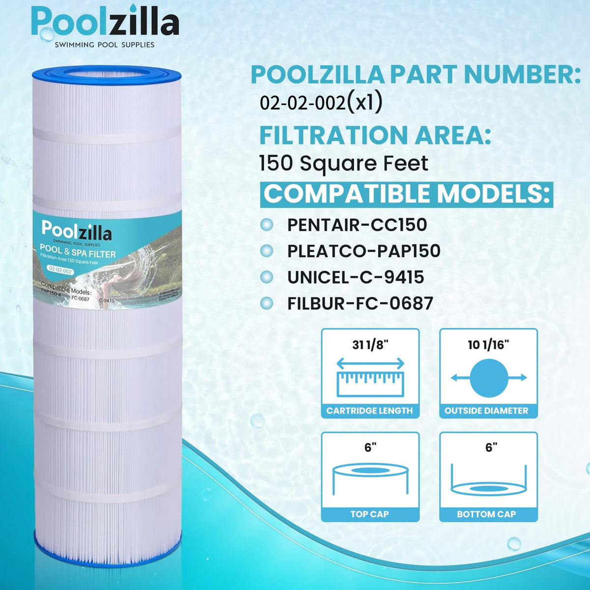 Poolzilla cc150 compatibility chart displays model range for hassle-free replacement.