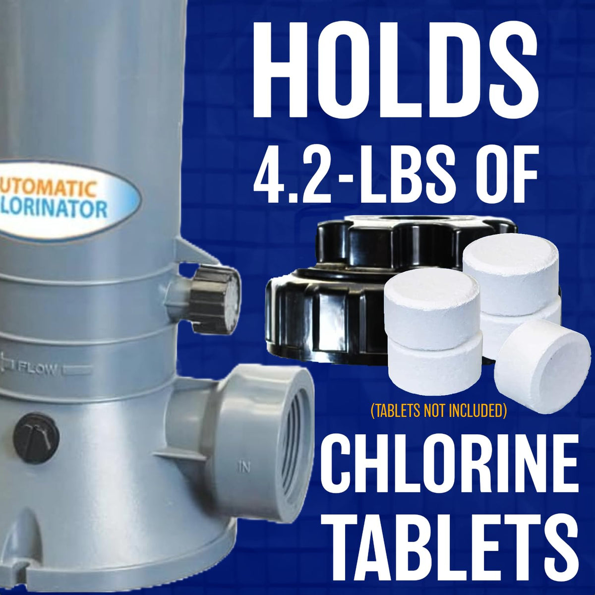 Poolzilla supports 3in and 1in stabilized tablets for flexible dosing