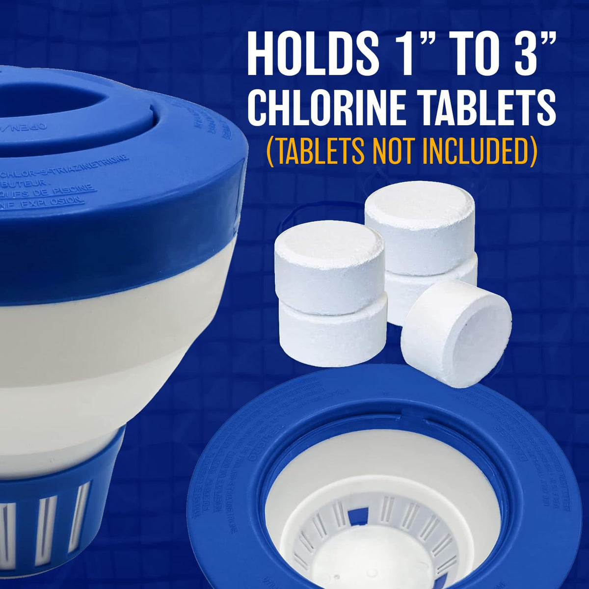 Poolzilla chlorine-feeder-tablet-capacity shows 4-tablet compatibility for steady dosing