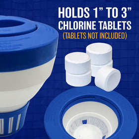Poolzilla chlorine-feeder-tablet-capacity shows 4-tablet compatibility for steady dosing