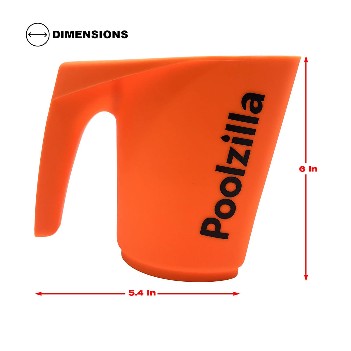 Poolzilla DE Scooper with measurement lines for 1, 2, and 3 cups.