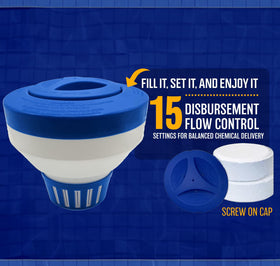 Poolzilla adjustable-collar chlorine feeder cap-removal for easy tablet setup