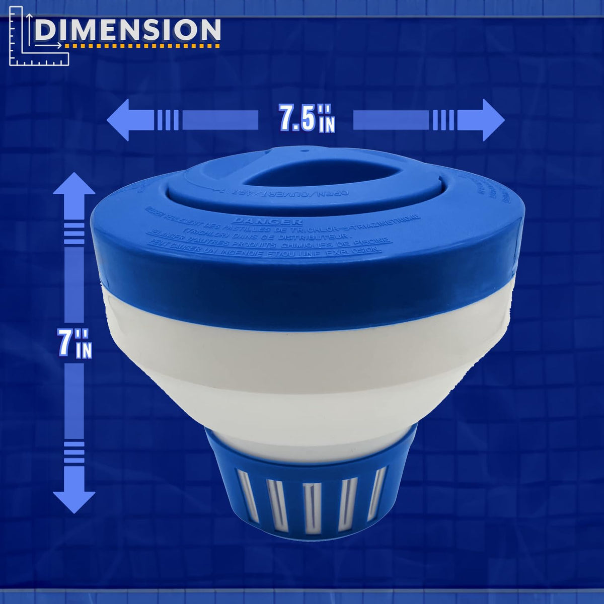 Poolzilla feeder showing dispersion-vents for customizable water sanitization control