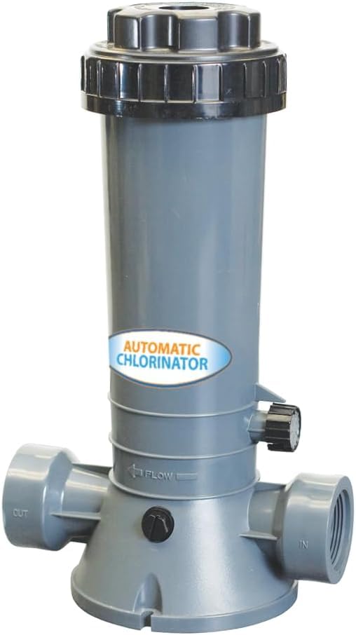 Poolzilla free standing chlorinator during exterior installation for easy pool maintenance