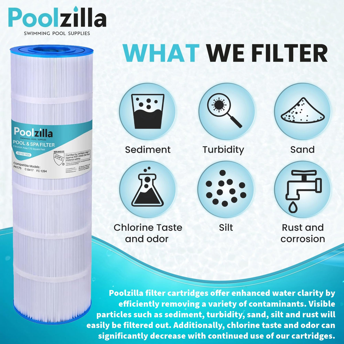 Poolzilla packaging highlights quality service and local support.