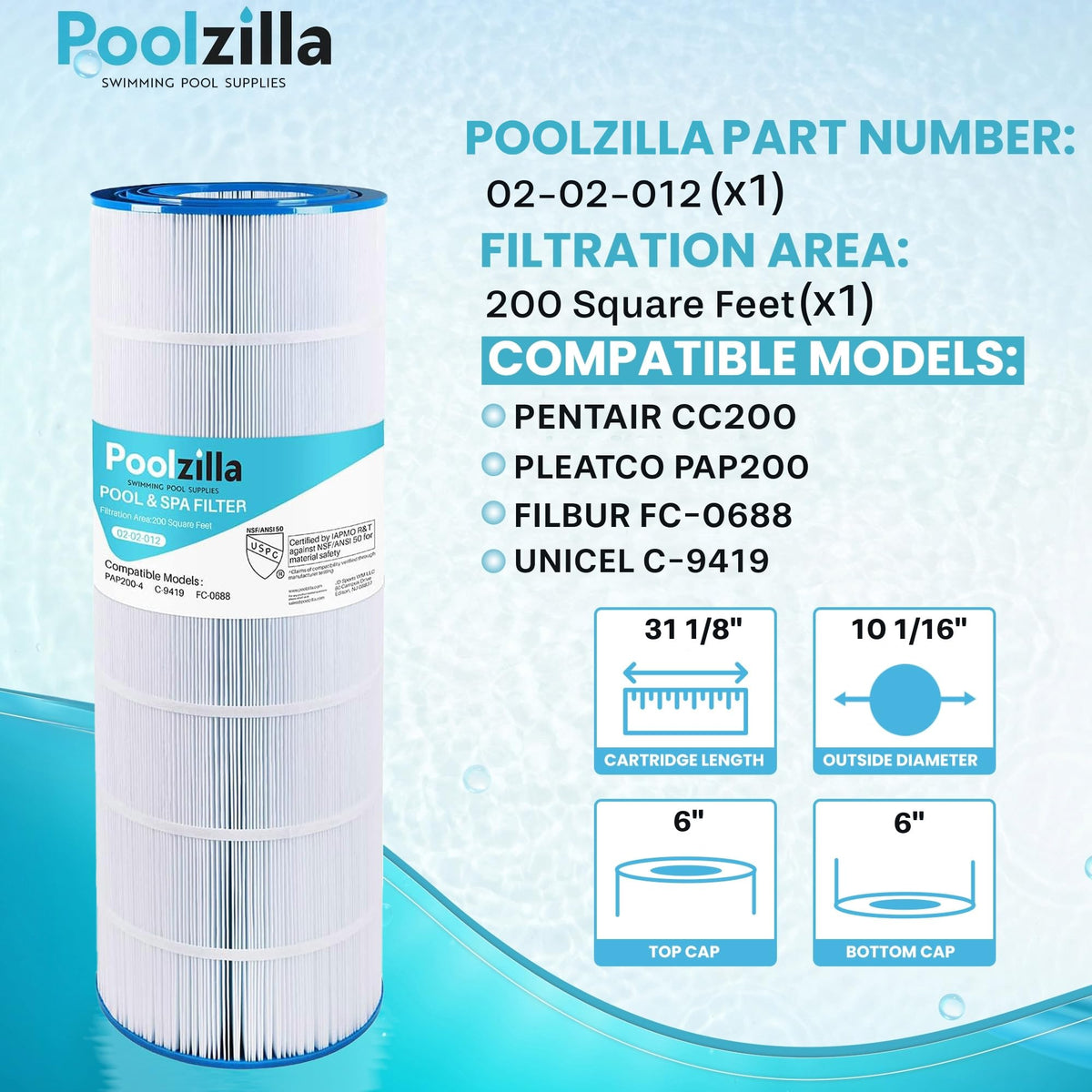 Poolzilla pleated fabric filter endures heavy debris for lasting performance.