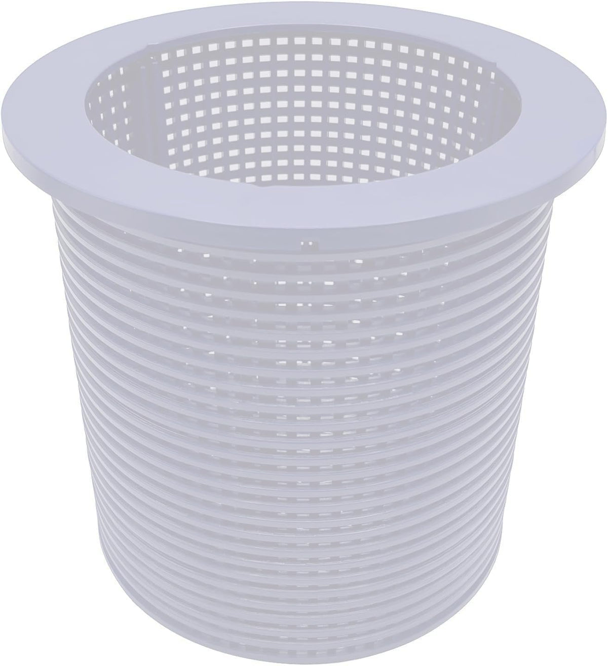 Poolzilla white skimmer basket front view with debris-trapping design.