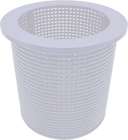 Poolzilla white skimmer basket front view with debris-trapping design.