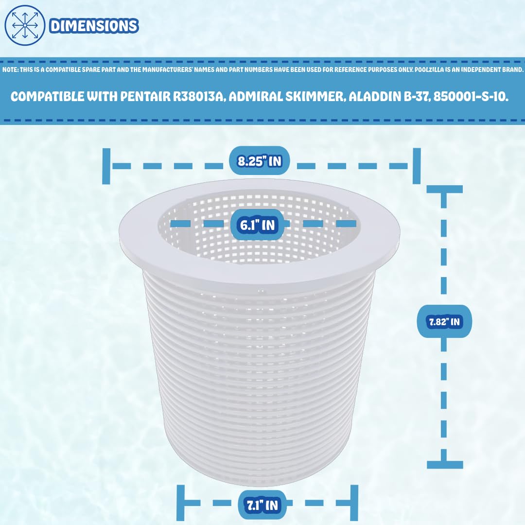 Poolzilla white skimmer basket side view showing durable ABS construction.