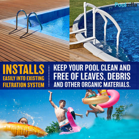 Poolzilla skimmer large debris basket captures leaves and insects efficiently