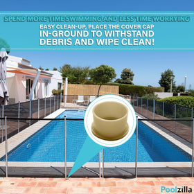 Poolzilla tan safety cap for 1-inch sleeves on decks