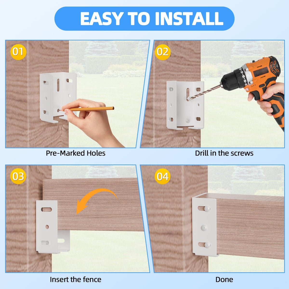 POOWEE packaging image shows eight brackets and eighty screws for DIY projects.