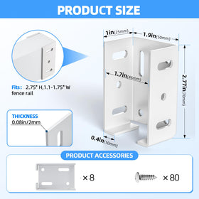 POOWEE white fence bracket round holes show secure mounting for easy installation.
