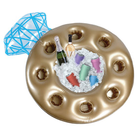 Pop Fizz Designs ring floating bar decor setup boosts bachelorette party vibes.