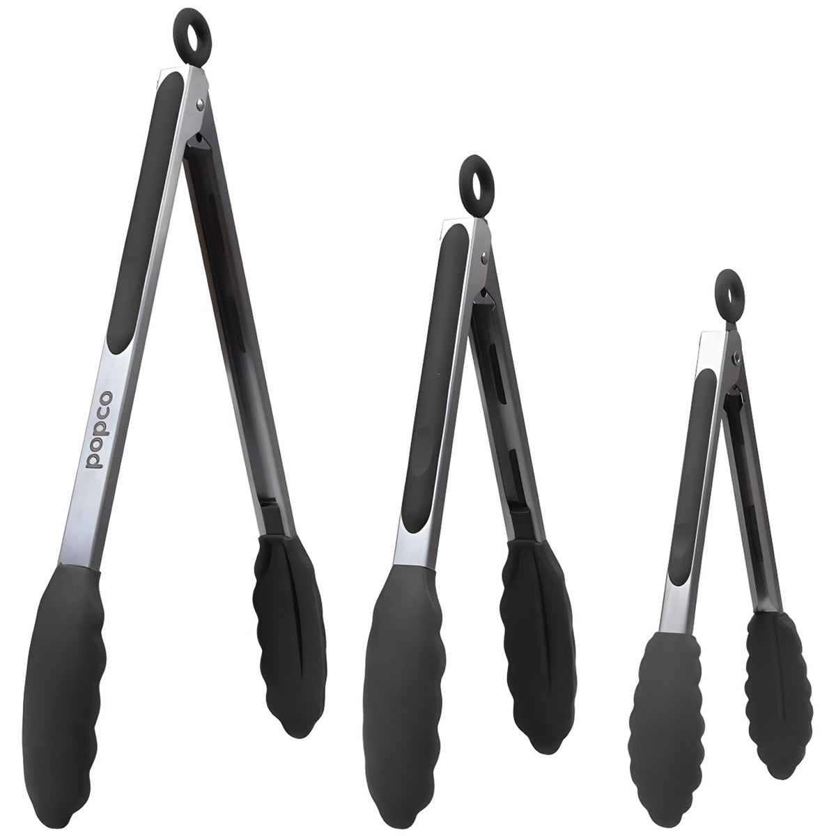 Popco 3-piece tongs set overview for versatile cooking and serving.