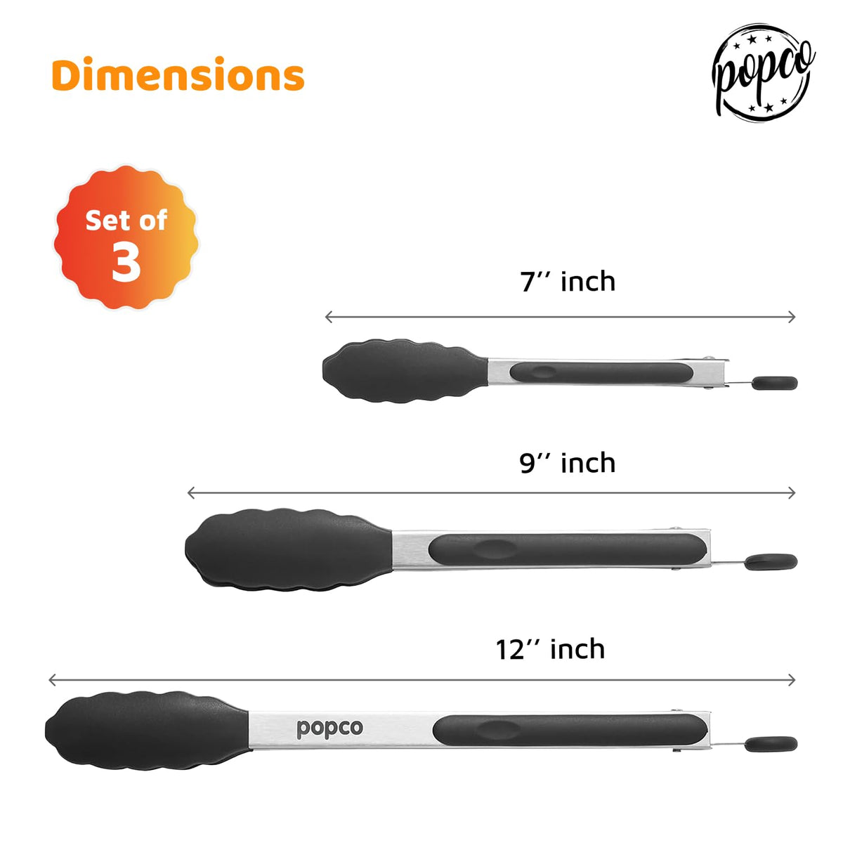 Popco tongs stainless-steel handles demonstrating comfortable grip.